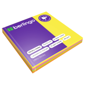 Самоклеящийся блок Berlingo "Ultra Sticky", 75*75мм, 100л, 4 неон цв. LSn_39602