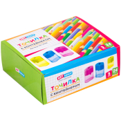 Точилка пластиковая ArtSpace 1 отверстие, контейнер, ассорти, SH_19192