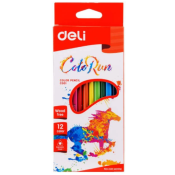 Карандаши Deli «ColoRun», 12 цветов, треугольные, пластиковые C00100