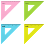 Треугольник 45°, 12см СТАММ, пластиковый, прозрачный, неоновые цвета, ассорти, ТК44