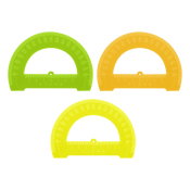 Транспортир 12см, 180° СТАММ, пластиковый, отливная шкала, прозрачный, неоновые цвета, ассорти, ТР31