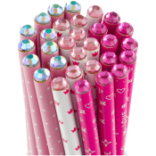 Карандаш ч/г MESHU "Sweet girl", HB, заточен., c фольгированием, стразы на топе, без ластика, ассорти, туба, MS_58145